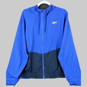 Reebok Men's Full Zip Color Block Drawcord Adjustable Hood Training Woven Jacket